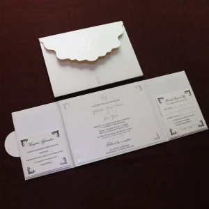 Luxury Handmade Wedding Invitations Silver Black Foiling Shimmer Card Paper Hardcover Customized Names Envelope-Wedding Gift