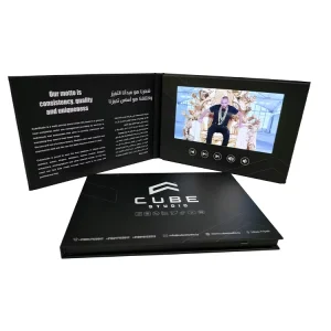Luxury Hardcover LCD Video Brochure, Video Brochure Card with Custom Logo & Video Greeting Card