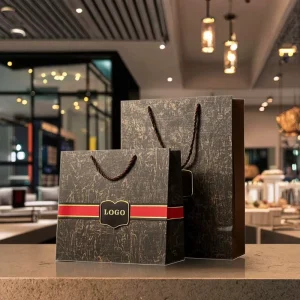 Luxury Ivory Board Kraft Paper Bag With Embossing Free Sample & Custom Logo Print For Clothing Shoes & Pink Craft Gift Packaging