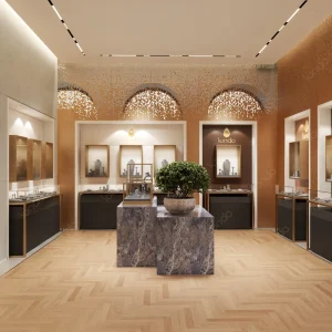 Luxury LED Glass Jewelry Display Showcase Customizable Commercial Grade Jewelry Shop Cabinet Eco Friendly Full Project