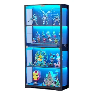 Luxury LED Wooden Glass Display Cabinet Modern Showcase Home Office Retail Showroom Customizable Eco Friendly Support OEM ODM