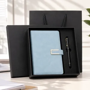 Luxury Leather Notebook Gift Set Pen Custom Logo Business Corporate Office Box A5 Hardcover Journal Promotional Diary