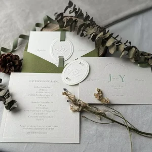 Luxury Letterpress Wedding Invitation Suite Minimalist Wedding Invitation Cotton Paper Card Personalized Invitation Set