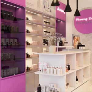 Luxury Makeup Store Custom Cosmetic Display Shelves and Retail Counter