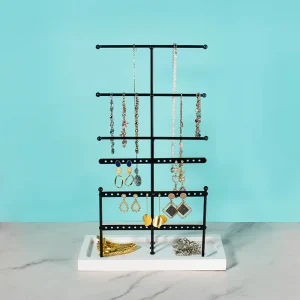 Luxury Metal 6 layer Multi functional Jewelry Display Stand for Earrings Necklaces Bracelets Customizable