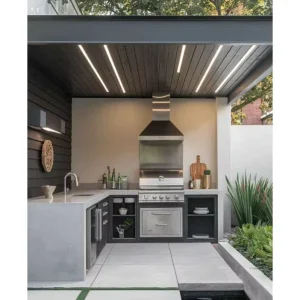 Luxury Modern Modular Prefab Outdoor Kitchen Furniture Built in Garden 304 Stainless Steel Outdoor Barbecue Kitchen Cabinets