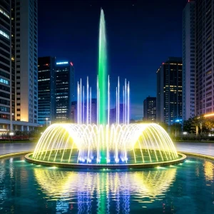 Luxury Nighttime Music Fountain Lighting Control Water Scene Performance Dynamic Music Fountain Equipment