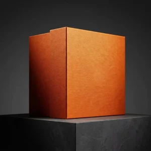 Luxury Orange Textured Leather Flip Gift Box Custom Logo Wooden Watch Jewelry Storage Box With Inner Cushion