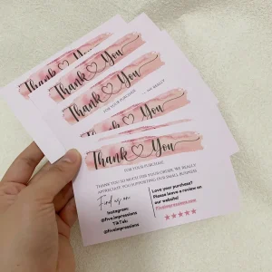 Luxury Paper Customized Fancy Design Offset Printing Thank You Greeting Card Postcards With Logo