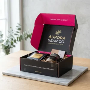 Luxury Pink Black Paper Cardboard Coffee Packaging Boxes Shipping Mailing Corrugated Mailer Gift Set Box For Present