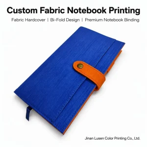 Luxury Premium Custom Slim Notebook Long Strap Closure Journal Fabric Cover Elegant Portable Printing Custom Notebook Printing