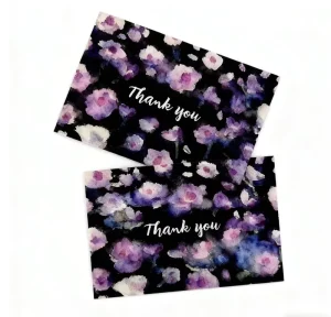 Luxury Recycled Cardboard Gift Postcard Customized Greeting Cards with Floral Design ‘Thank You’ Card for Small Businesses