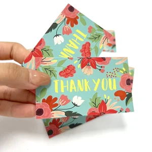 Luxury Recycled Cardboard Gift Postcard Customized Greeting Cards with Floral Design ‘Thank You’ Card for Small Businesses
