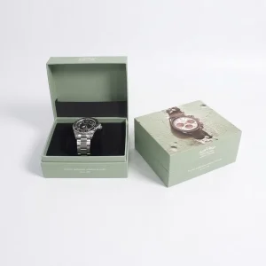 Luxury Rigid Cardboard Clamshell Watch Box with Custom Logo Reusable Sponge Liner Insert for Men’s Watches Gift Packaging