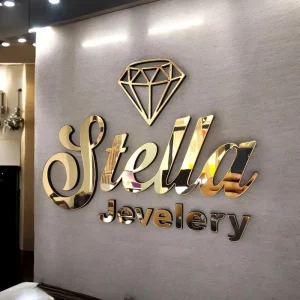 Luxury Storefront Signage 3D Metal Wall Sign with Diamond Motif for Jewelry Store and Luxury Retail Spaces