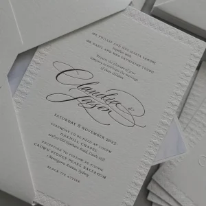 Luxury Texture Wedding Invitations Custom Artwork Design High End Craft Letterpress Printing with Envelopes