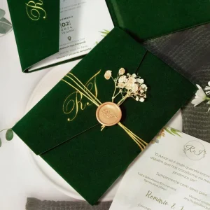 Luxury Velvet Tri Fold Invitation Holder Wedding Invite Set Business Invitations Custom Logo Digital Print