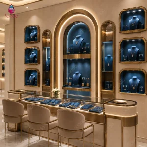 Luxury Watch and Jewelry Store Custom LED Glass Cabinets with Led Lighting for Boutique Interior Design and Custom Size