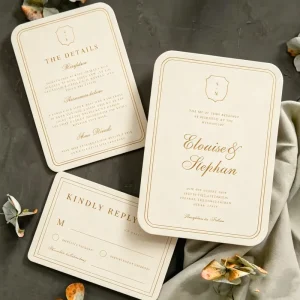 Luxury Wedding Invitation Set Envelopes & Reply Cards with Fancy Paper Custom Design Hot Stamping & Digital Printing