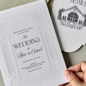 Luxury Wedding Invitations Embossed Design, Small Batch Customization for Elegant Wedding Ceremony and Bridal Events