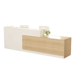 MDF Commercial Reception Counter Stand L Shape Modern Design LED Lighting Heavy Duty Eco Friendly High Quality Varnished Finish