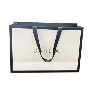 MH Custom White Black Luxury Boutique Packaging Shopping Cosmetics Beauty High end Gifts Paper Bag Handle with Your Own logo