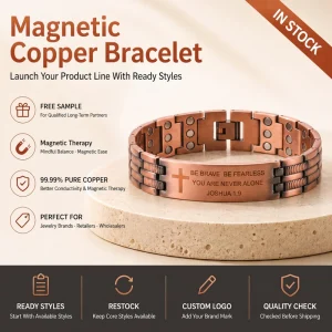 Magnet Jewelry Pure Copper Magnetic Therapy Jewelry Double Row Cross Plate Link Bracelet Vintage Custom Gift