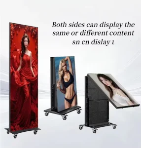 Magnetic Assembled Wheeled LED Poster Display Aluminum Housing for Indoor Brand Business Advertising No Touch Screen
