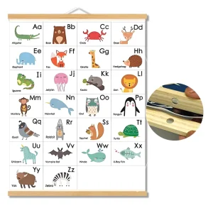 Magnetic Natural Wood Frame Wall Poster and Map Holder