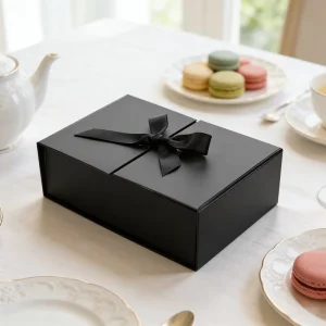 Magnetic Rigid Gift Packaging Box with Ribbon Closure Custom OEM Paperboard Display