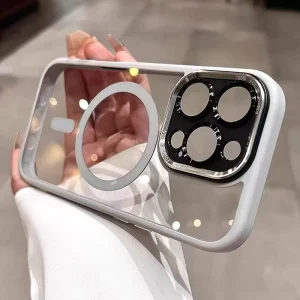 Magnetic Transparent Shockproof Phone Case with Lens Protection for iPhone 17 16 15 14 Pro Max Compatible for Magnetic Charging