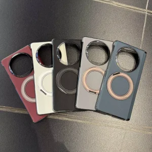 Magnetic Vegan Leather Hinge Protection Stand Back Case for Huawei Mate X7 X6 X5 X3 Wireless Charging Cover