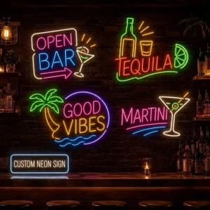 Man Cave Bar Neon Beer Sign Acrylic Frame with Green LED Lighting Customizable Red Blue Neon Light for Wall Decor Bedroom