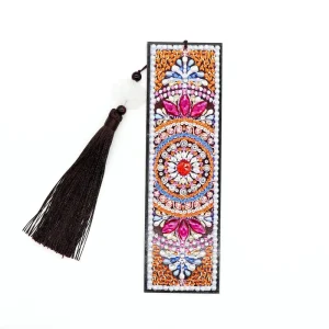 Mandala DIY 5D Diamond Painting Bookmark Mandala Flower Shaped Diamond Art Embroidery Tassel Leather Bookmark