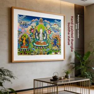 Manjushri Akashagarbha Green Tara Samantabhadra Padmasambhavalong-life Banner Hand painted Thangka Cotton Cloth Painting