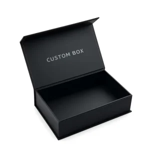 Manufacturer Custom Black Book Shape Rigid Gift Box With Logo Pull Tab And Magnetic Closure Luxury Cardboard Packaging For Gifts