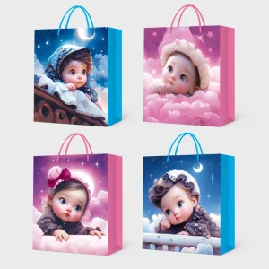 Manufacturer Custom Logo Thick Card Paper Bags with Handles Eco Friendly Reusable Packaging Bags for Maternity Baby Products