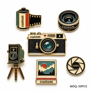 Manufacturer Custom Vintage Camera Soft and Hard Enamel Pins, Photography Theme Metal Badge