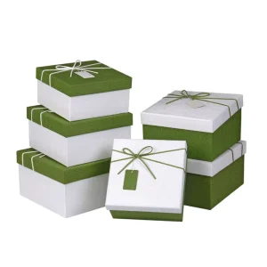 Manufacturer Luxury Embossed Surface Rigid Gift Box Custom Foil Stamping Ribbon Tie Box for Wedding Guest Favor Packaging