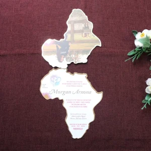 Map Shaped Folded Invitations Custom Four Sides Printed Photo Invitation Cards