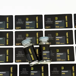 Matte Black and Gold Hologram Waterproof Adhesive Peptide Vial Labels
