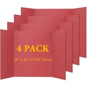 Medium Trifold Poster Board Red Tri Fold Presentation Boards Corrugated Cardboard Picture Project Display Boards for Event