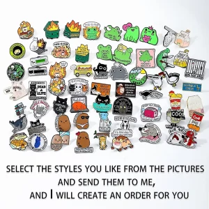 Meme Metal Enamel Pins & In Stock Slogan Lapel Badge Brooch Factory Direct Customizable (Incl. Anime Catalog)