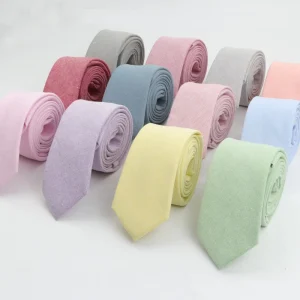 Men’s Classic Solid Color 6cm Width Tie Cotton Pure Colorful Slim Neckties for Wedding Business Daily Wear Skinny Groom Necktie