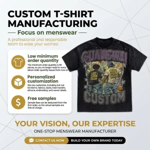 Men’s T-Shirts DTG Print Vintage Streetwear Heavyweight Graphic Custom Acid Wash Oversized T-Shirt Manufacturer
