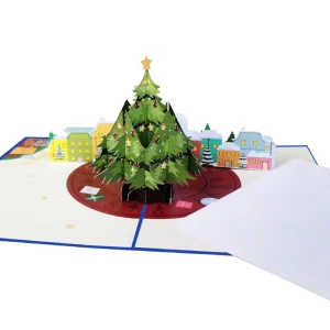 Merry Christmas Merry Xmas Holiday Decoration Gift Printing Greeting Card Art 3D Pop Up Christmas Thank You Cards Custom