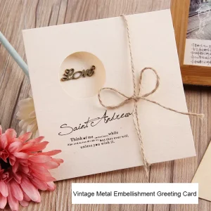 Metal Decor Vintage Large Square Greeting Card with Envelopes Digital Printing Custom Thank You Card for Small Business Holidays
