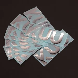 Metal Font Design Customized Gold 3D Embossed Nickel Waterproof Electroformed Nickel Sticker Logo