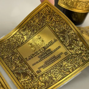 Metal Label Custom Private Logo Sticker Embossed Printing Candle Perfume Bottle Label for Gift Perfume Cosmetic
