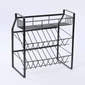 Metal Mesh Storage Basket Vertical Seasoning Storage Rack Wrought Iron Fruit Storage Basket Wine Rack Dish Rack display Rack